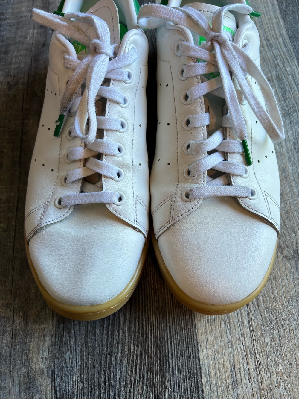 adidas Stan Smith White Sneakers with Green Insole and Gum Sole - Picture 5 of 8